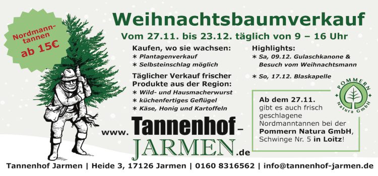 Save the date: Am 27.11. startet wieder unser Weihnachtsbaumverkauf!